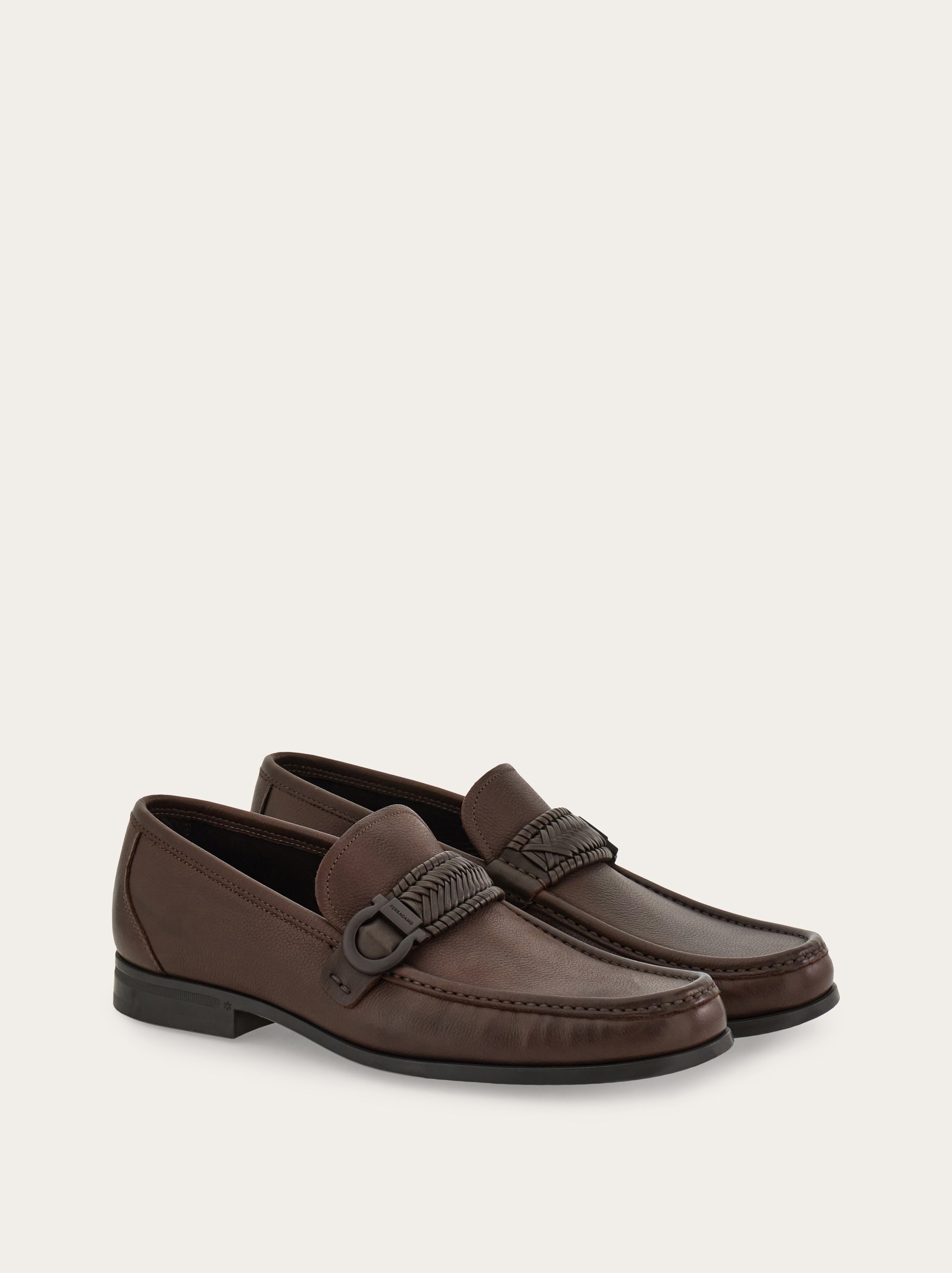 Moccasin with braid Gancini ornament - Men | Ferragamo