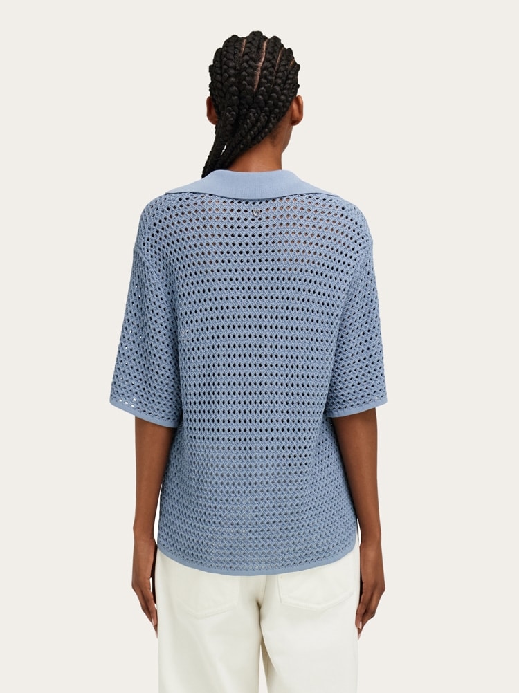 Open knit polo shirt Gallery image 3