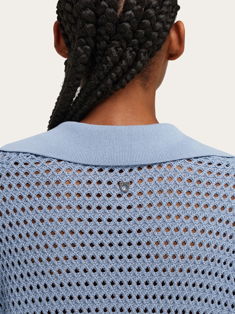 Open knit polo shirt Gallery image 5