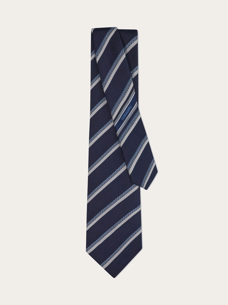 Regimental jacquard silk tie Gallery image 3