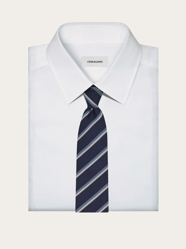 Regimental jacquard silk tie Gallery image 4