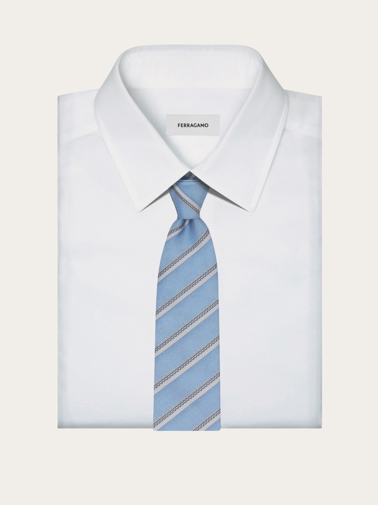 Regimental jacquard silk tie Gallery image 4