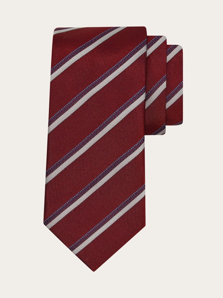 Regimental jacquard silk tie Gallery image 1