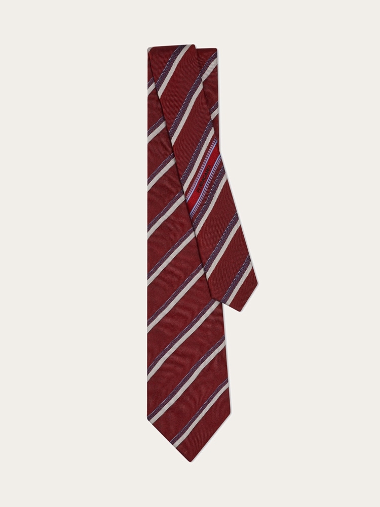 Regimental jacquard silk tie Gallery image 3