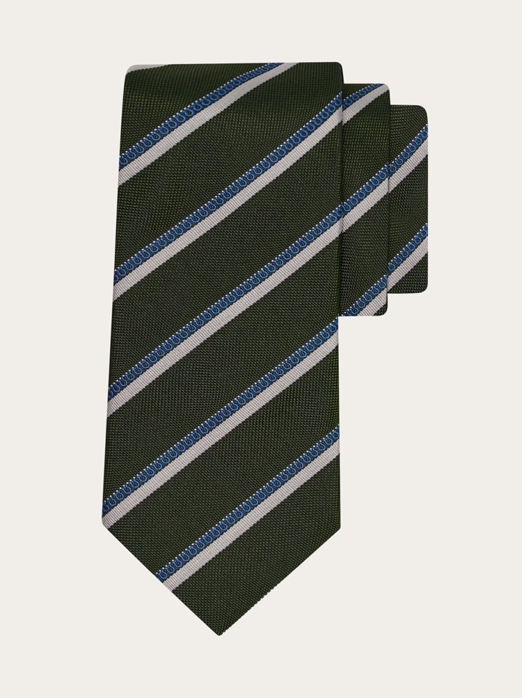 Regimental jacquard silk tie Gallery image 1