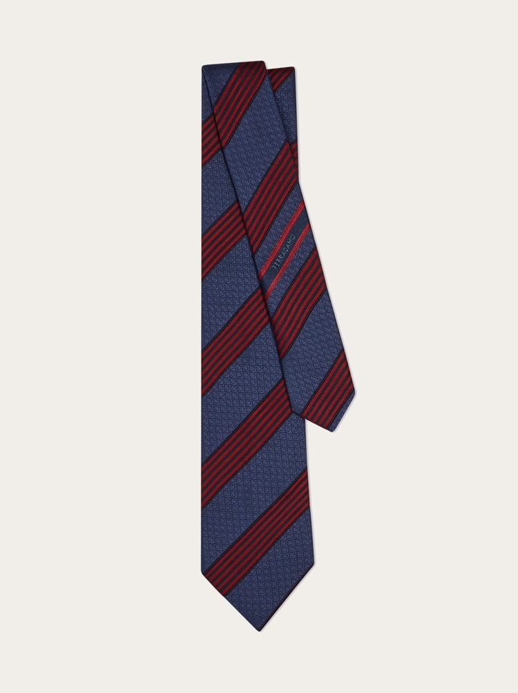Corbata de seda jacquard regimental Gancini Gallery image 3