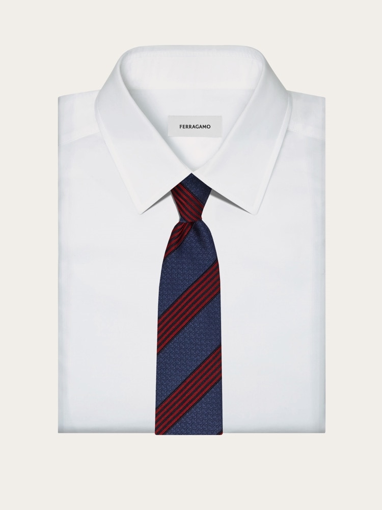 Corbata de seda jacquard regimental Gancini Gallery image 4