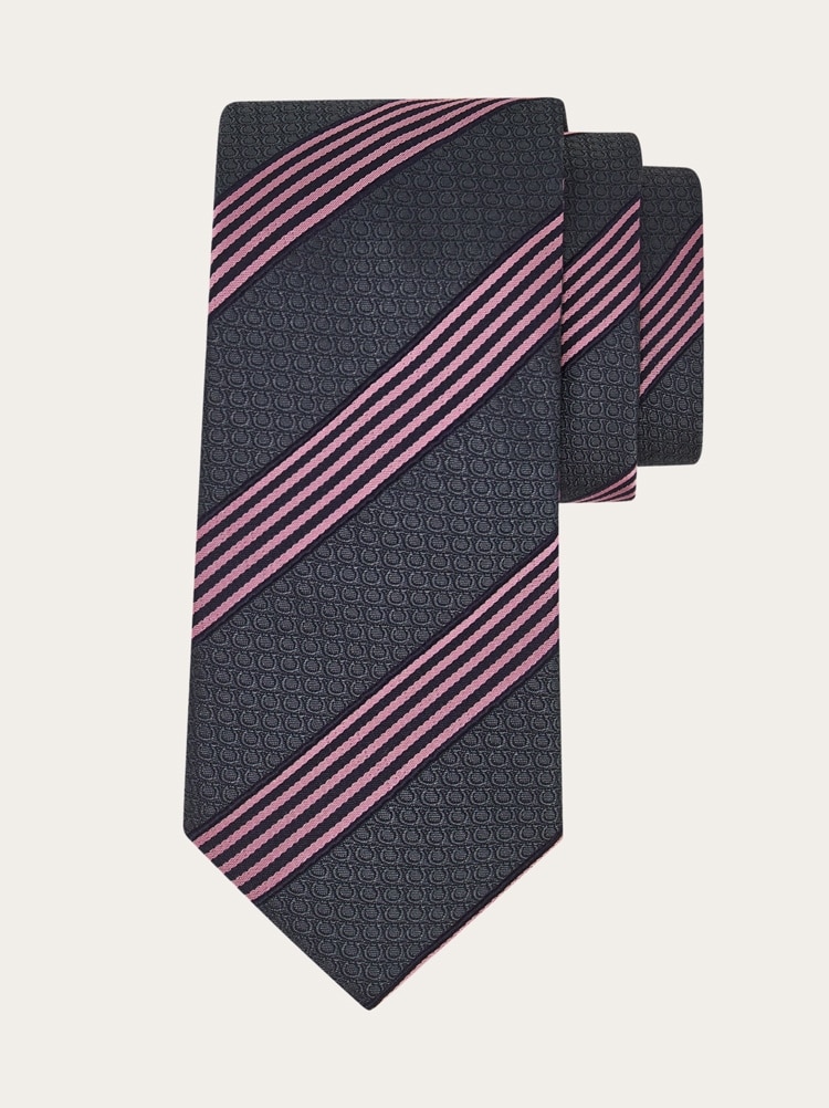 Regimental Gancini silk jacquard tie Gallery image 1