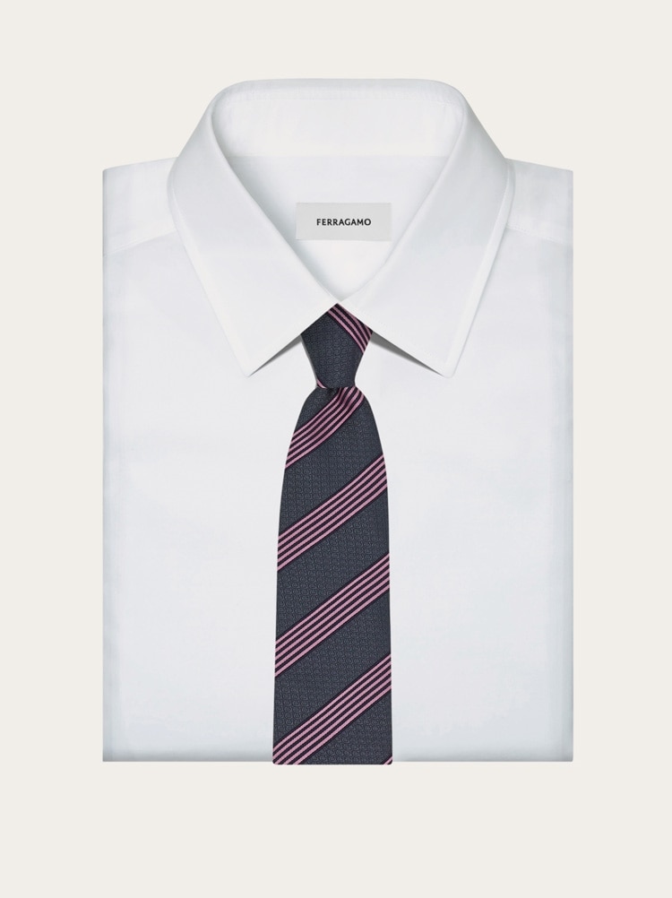 Regimental Gancini silk jacquard tie Gallery image 4
