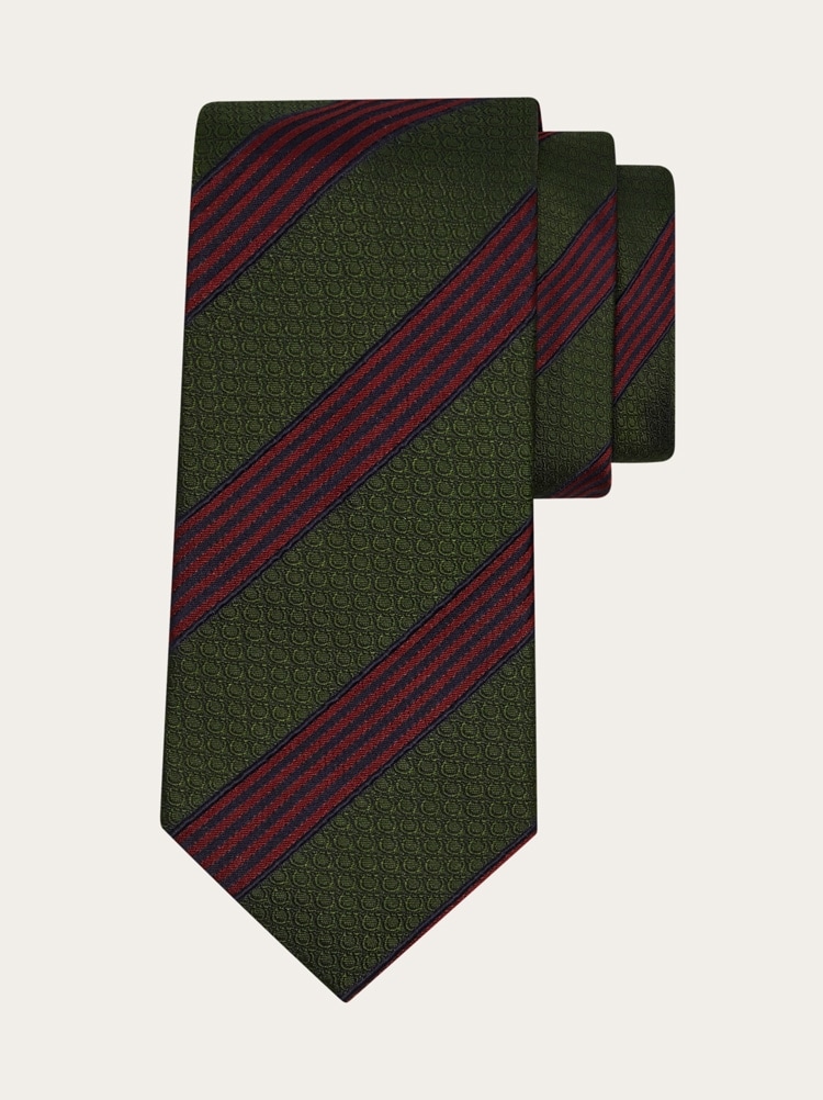 Regimental Gancini silk jacquard tie Gallery image 1