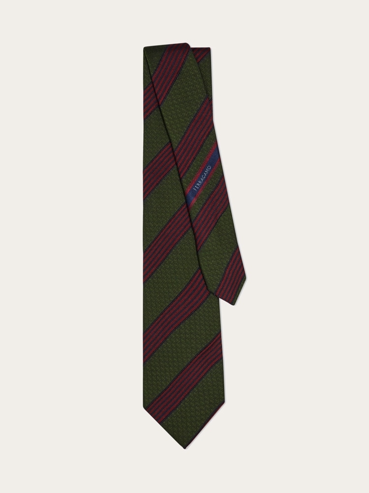 Regimental Gancini silk jacquard tie Gallery image 3
