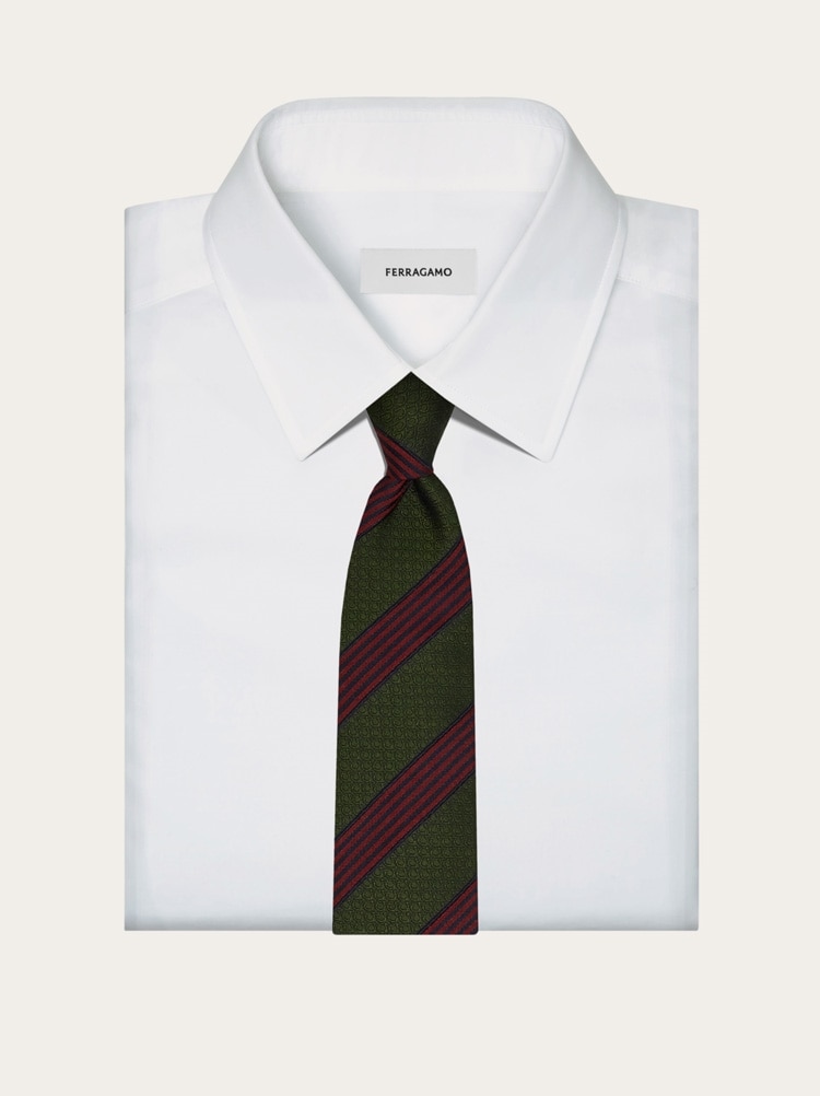 Regimental Gancini silk jacquard tie Gallery image 4