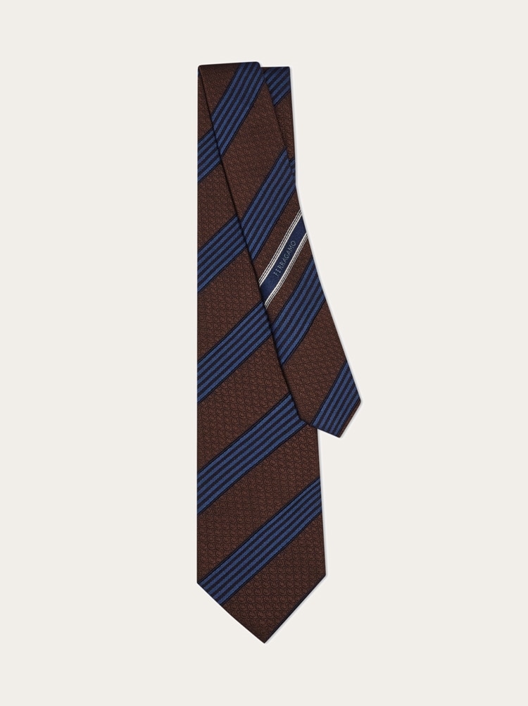 Corbata de seda jacquard regimental Gancini Gallery image 3