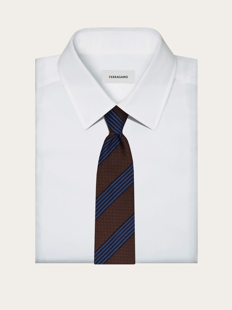 Corbata de seda jacquard regimental Gancini Gallery image 4