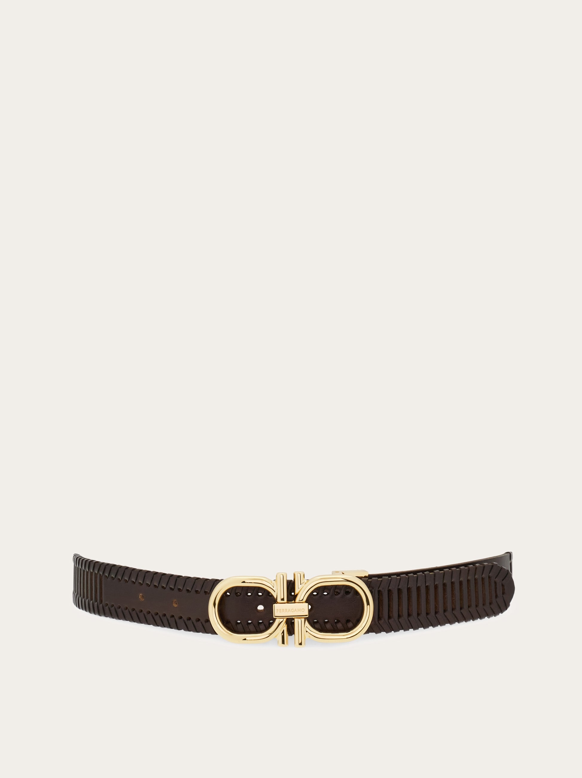Salvatore Ferragamo Gancini Black Leather Belt gol Salvatore Ferragamo Black Leather Gancini Buckle Belt 90 cm main image 3
