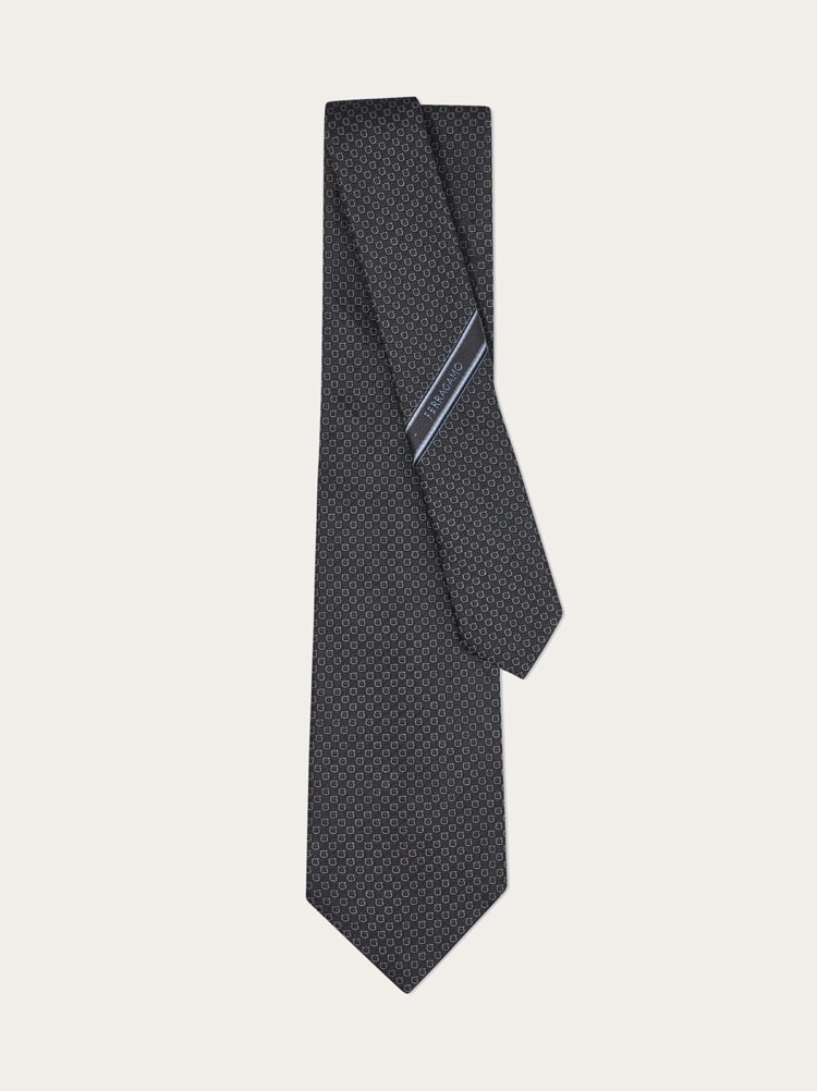 Corbata de seda jacquard micro Gancini Gallery image 3