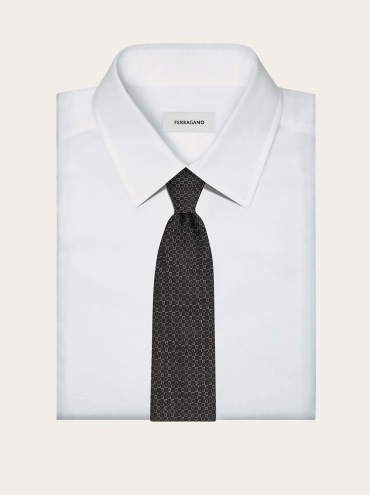 Corbata de seda jacquard micro Gancini Gallery image 4