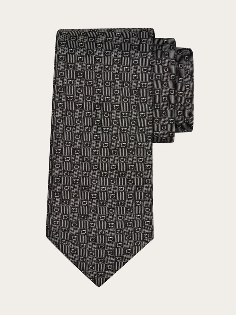 Gancini silk jacquard tie Gallery image 1