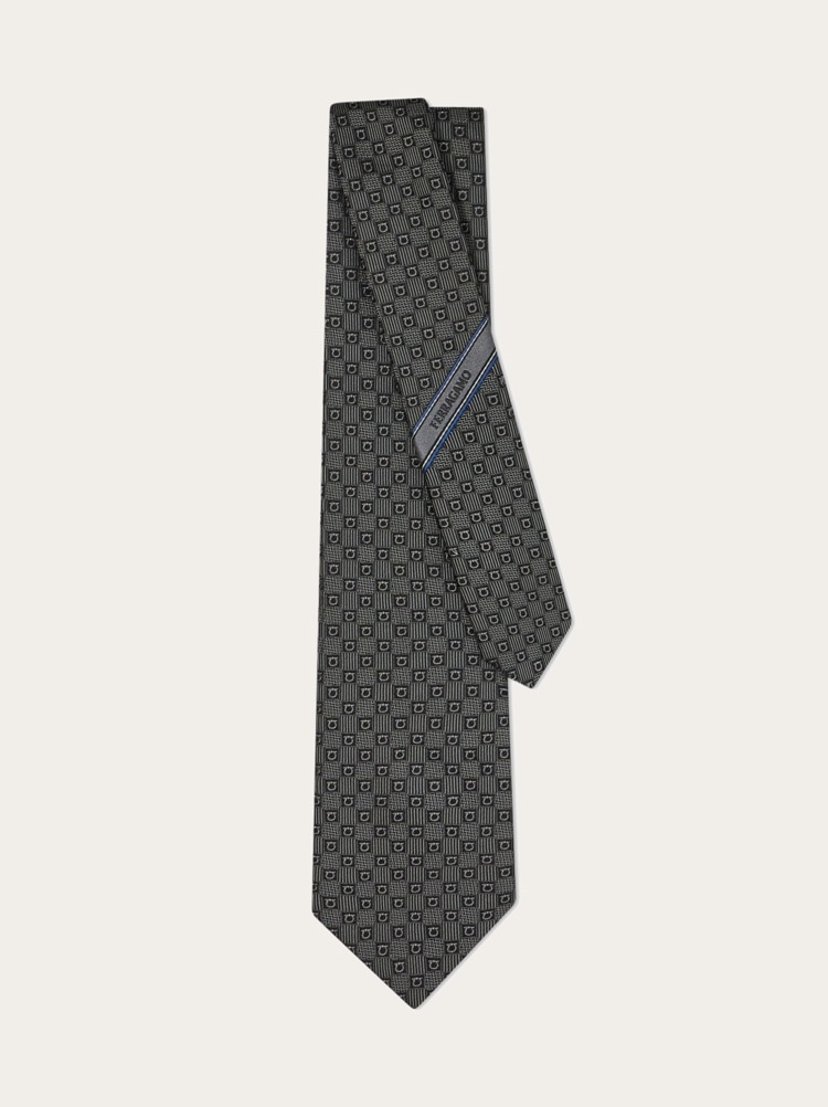 Gancini silk jacquard tie Gallery image 3