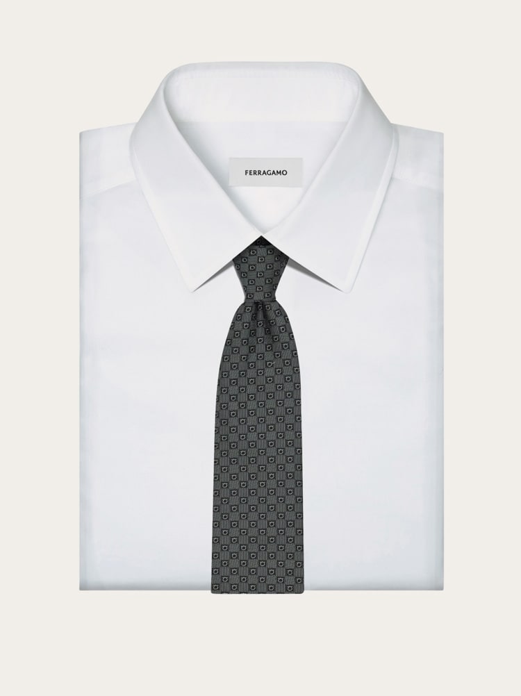 Gancini silk jacquard tie Gallery image 4