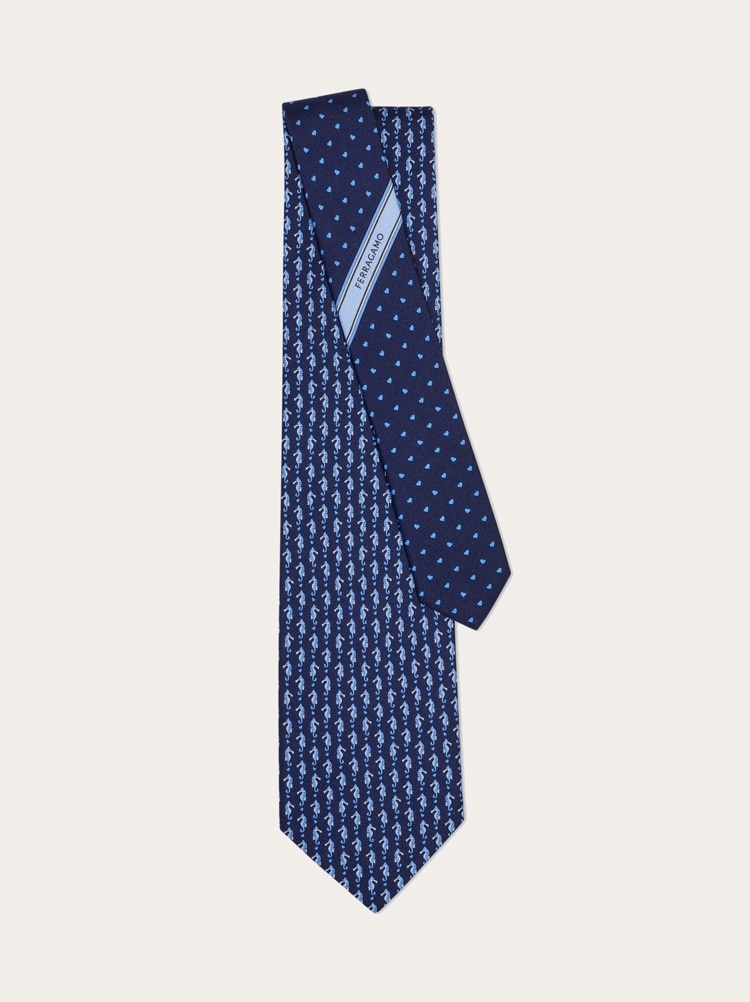 Corbata de seda estampado Caballito de mar Gallery image 3