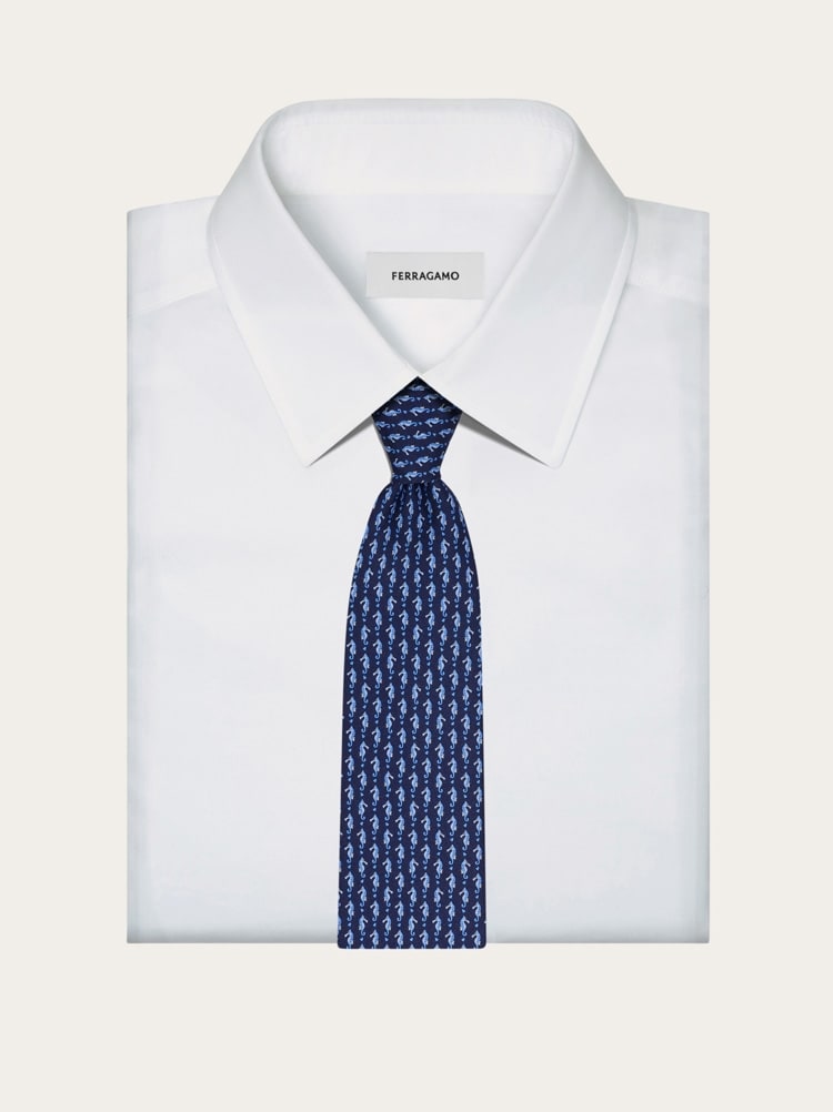 Corbata de seda estampado Caballito de mar Gallery image 4