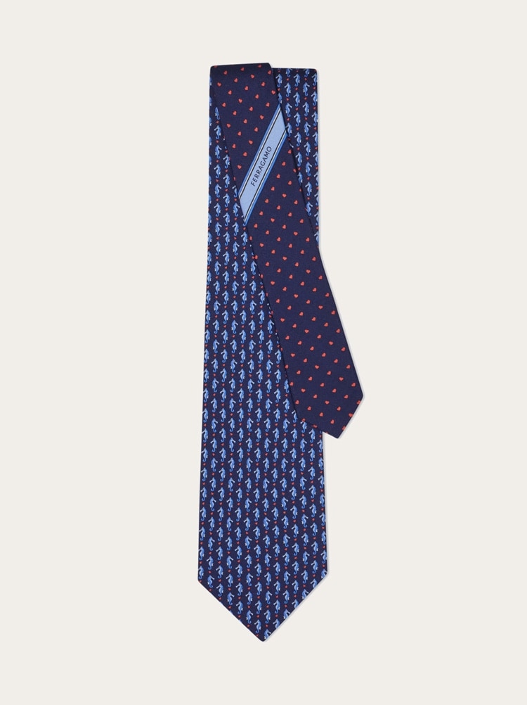 Seahorse print silk tie Gallery image 3