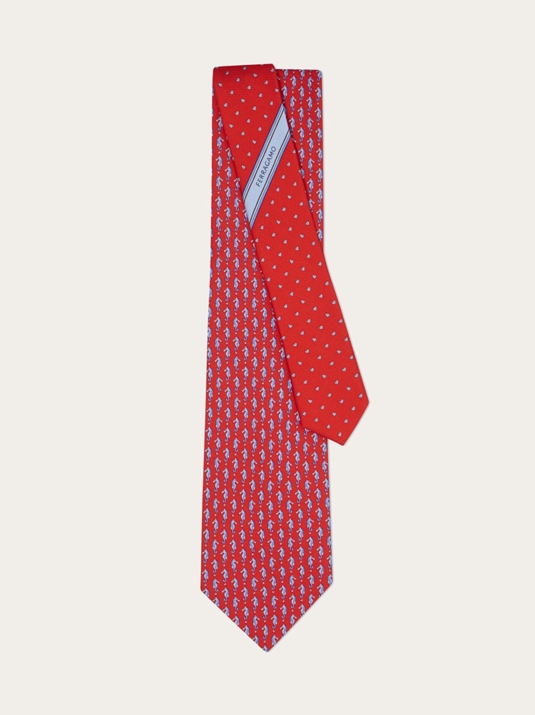 Seahorse print silk tie Gallery image 3