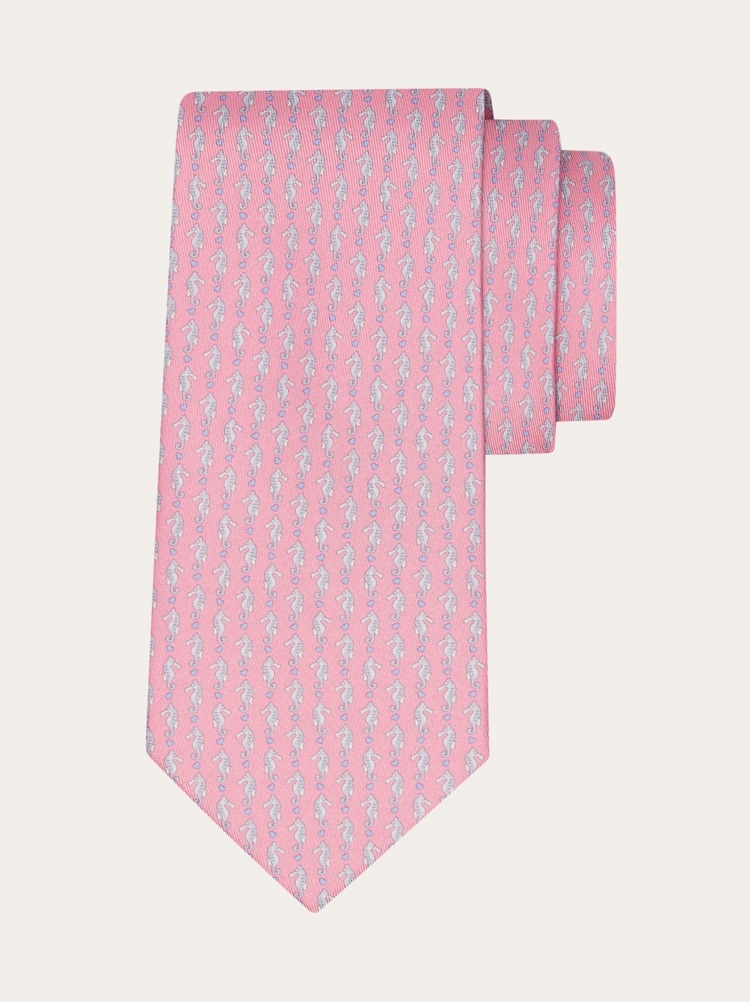 Seahorse print silk tie Gallery image 1