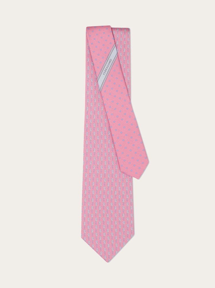 Seahorse print silk tie Gallery image 3