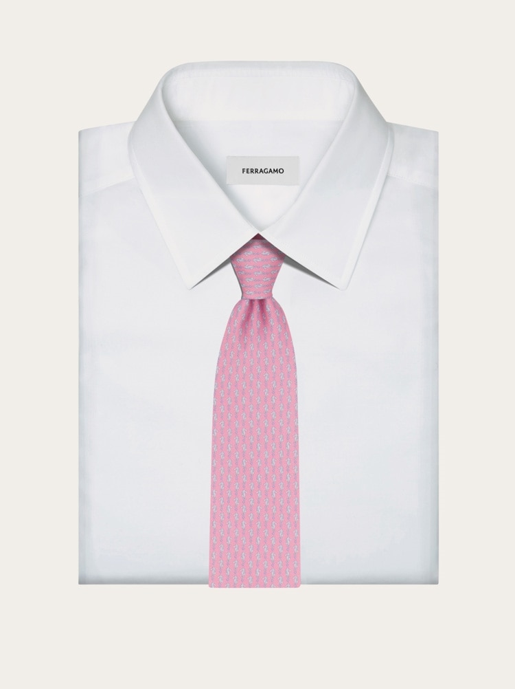 Seahorse print silk tie Gallery image 4