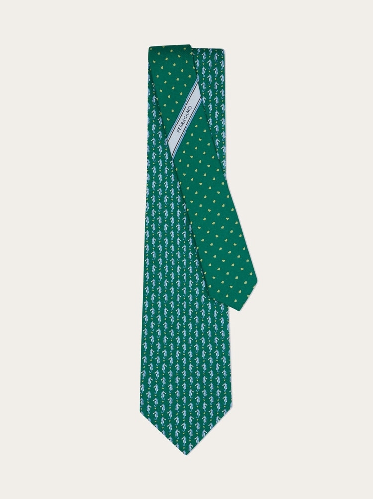 Corbata de seda estampado Caballito de mar Gallery image 3