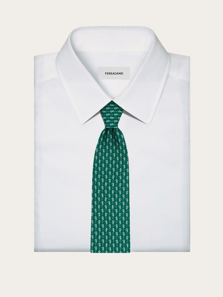 Corbata de seda estampado Caballito de mar Gallery image 4