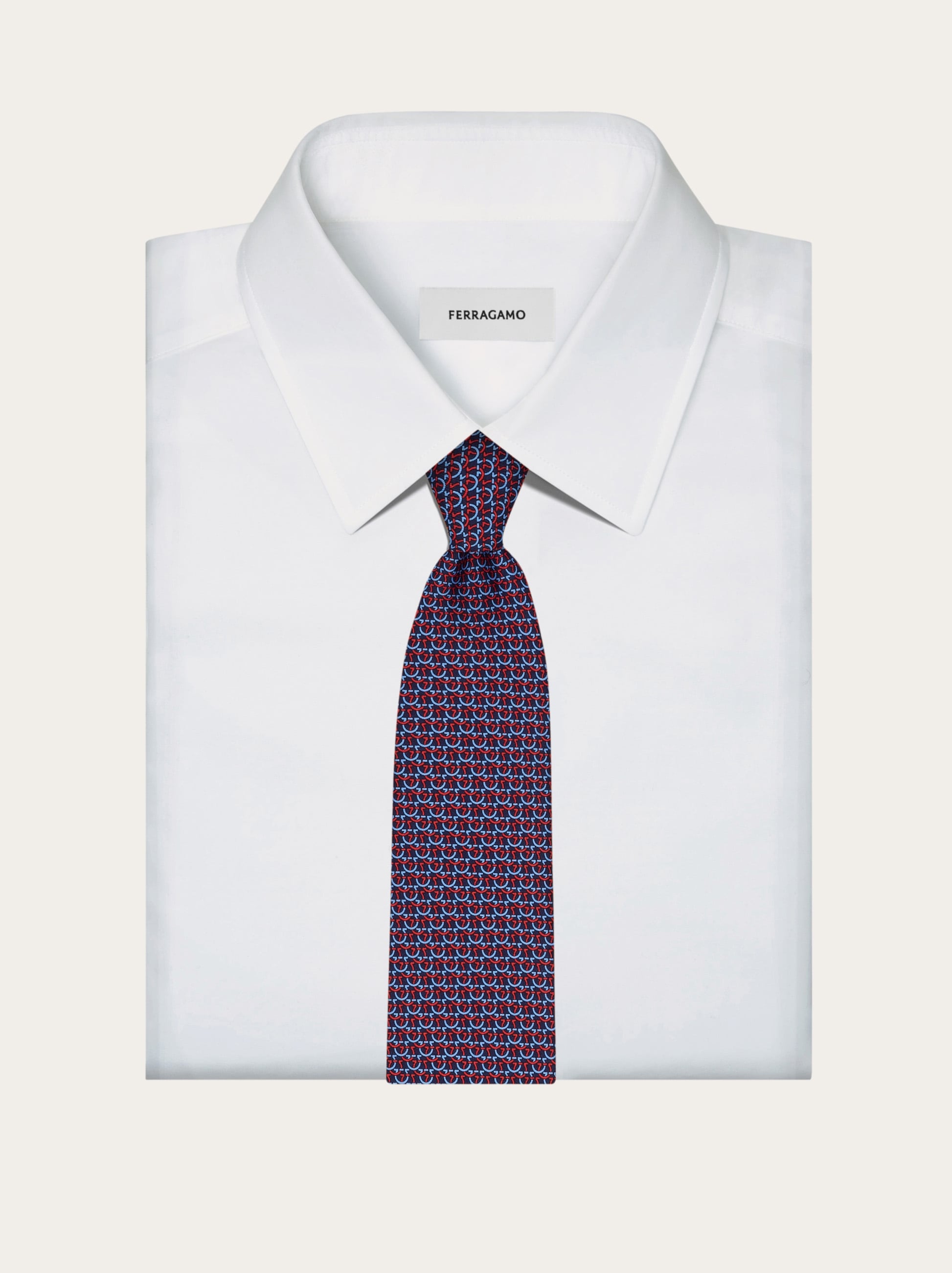 Gancini links print silk tie - Men | Ferragamo