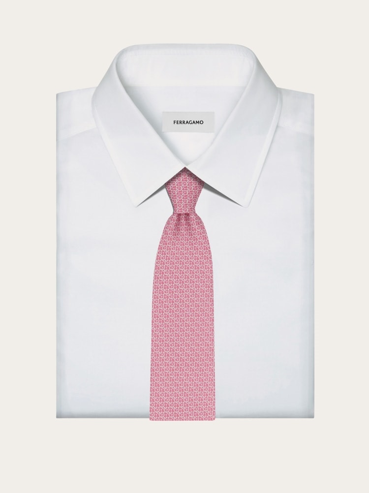 Corbata de seda estampado Gancini círculo Gallery image 4