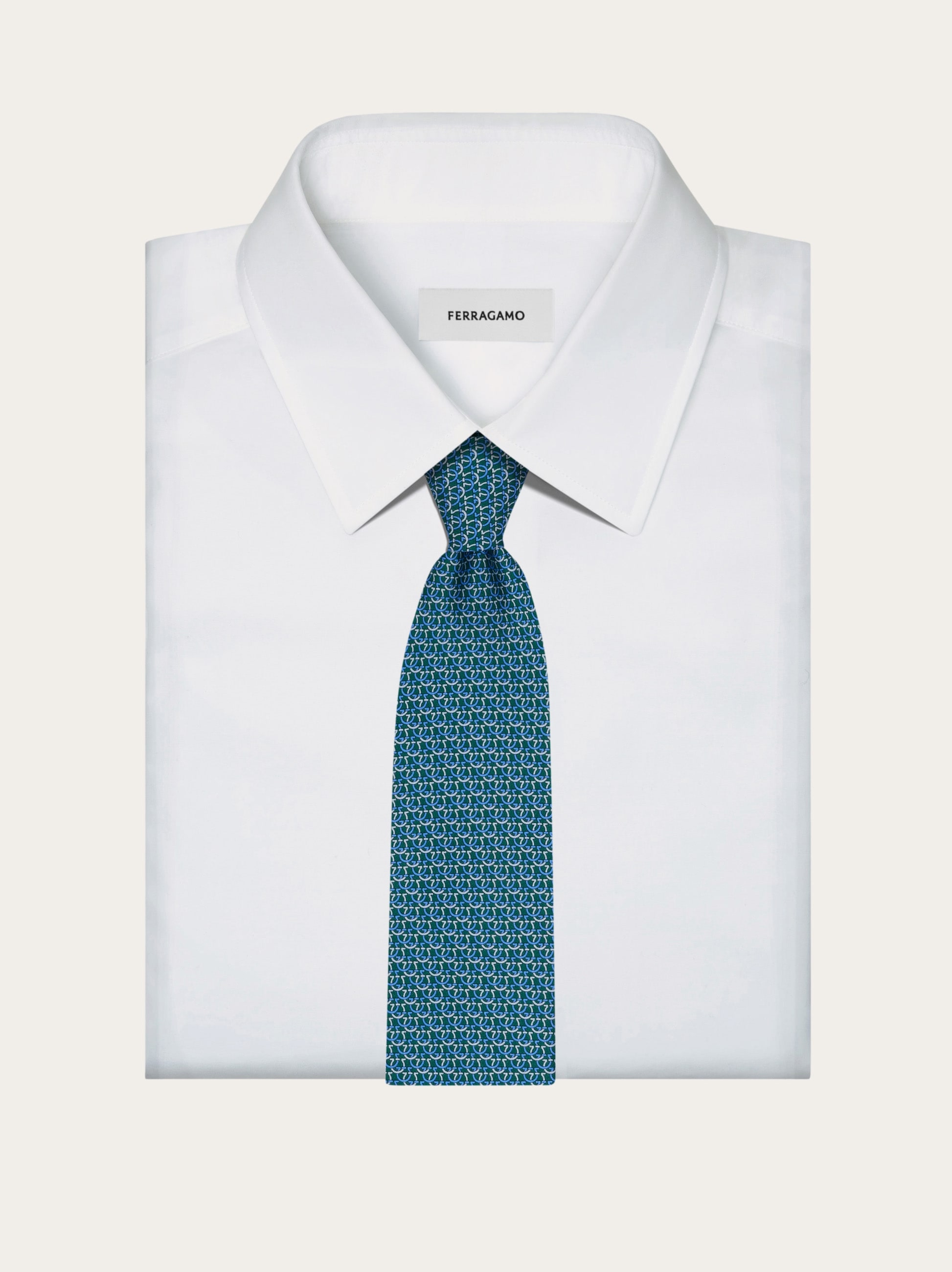 Gancini links print silk tie - Men | Ferragamo