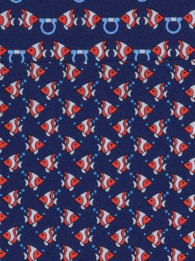 Mini fish print silk tie Gallery image 2