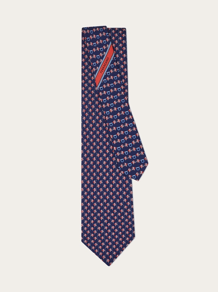 Mini fish print silk tie Gallery image 3