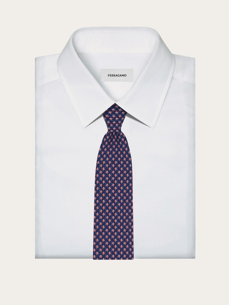 Mini fish print silk tie Gallery image 4