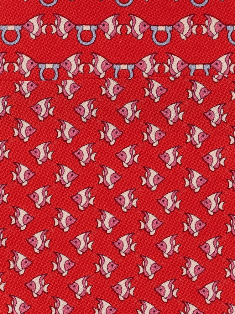 Mini fish print silk tie Gallery image 2