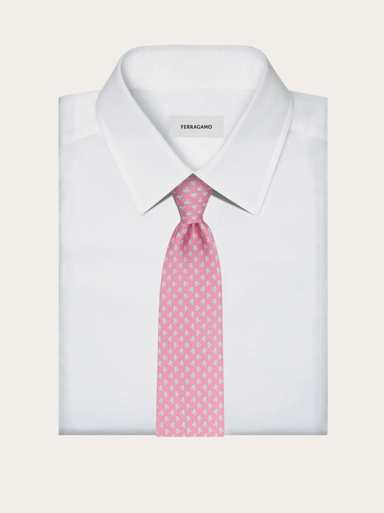 Mini fish print silk tie Gallery image 4