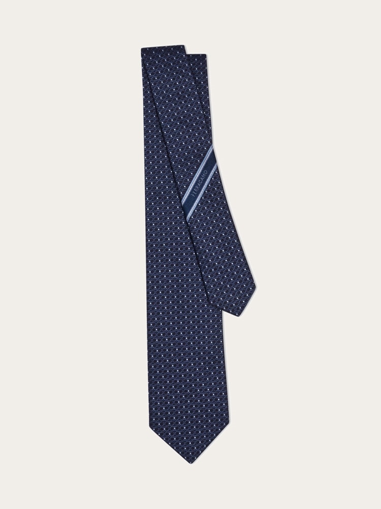 Cravate en soie jacquard Double Gancini Gallery image 3
