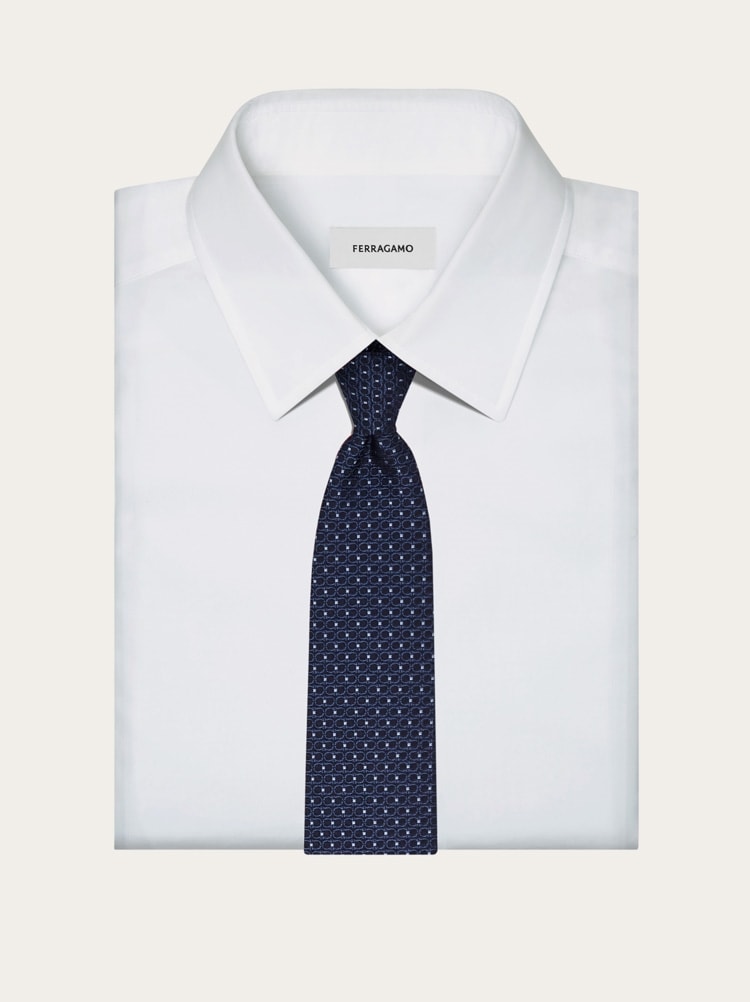 Cravate en soie jacquard Double Gancini Gallery image 4