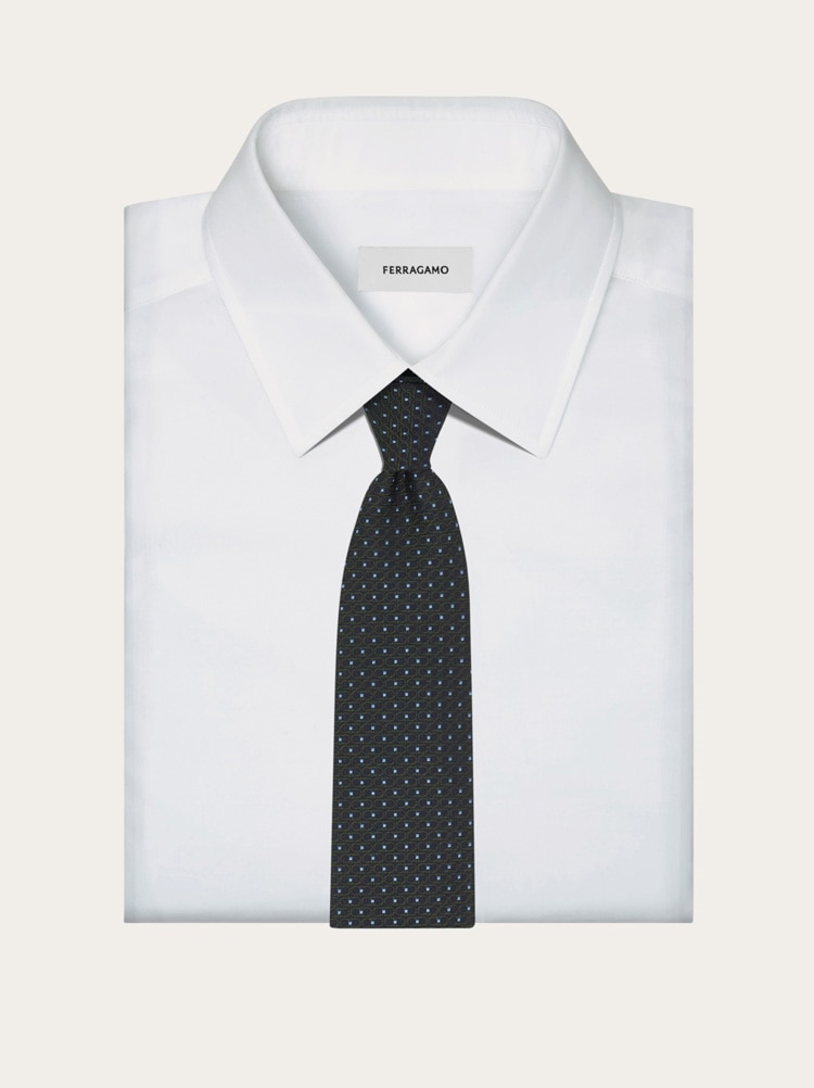 Cravate en soie jacquard Double Gancini Gallery image 4
