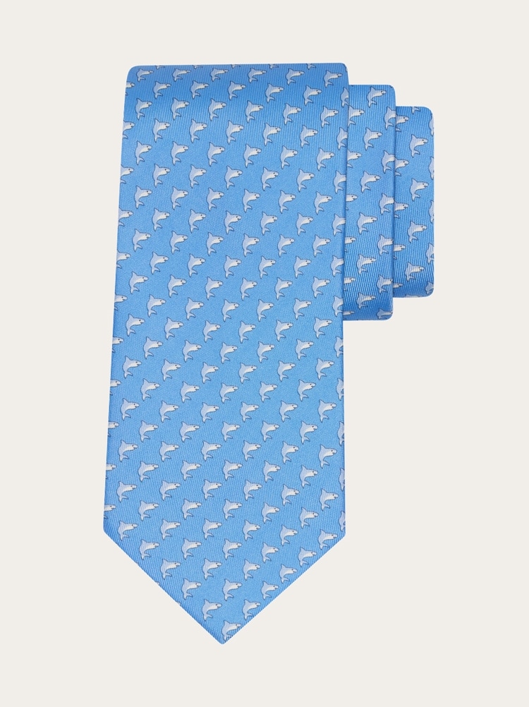 Shark print silk tie Gallery image 1