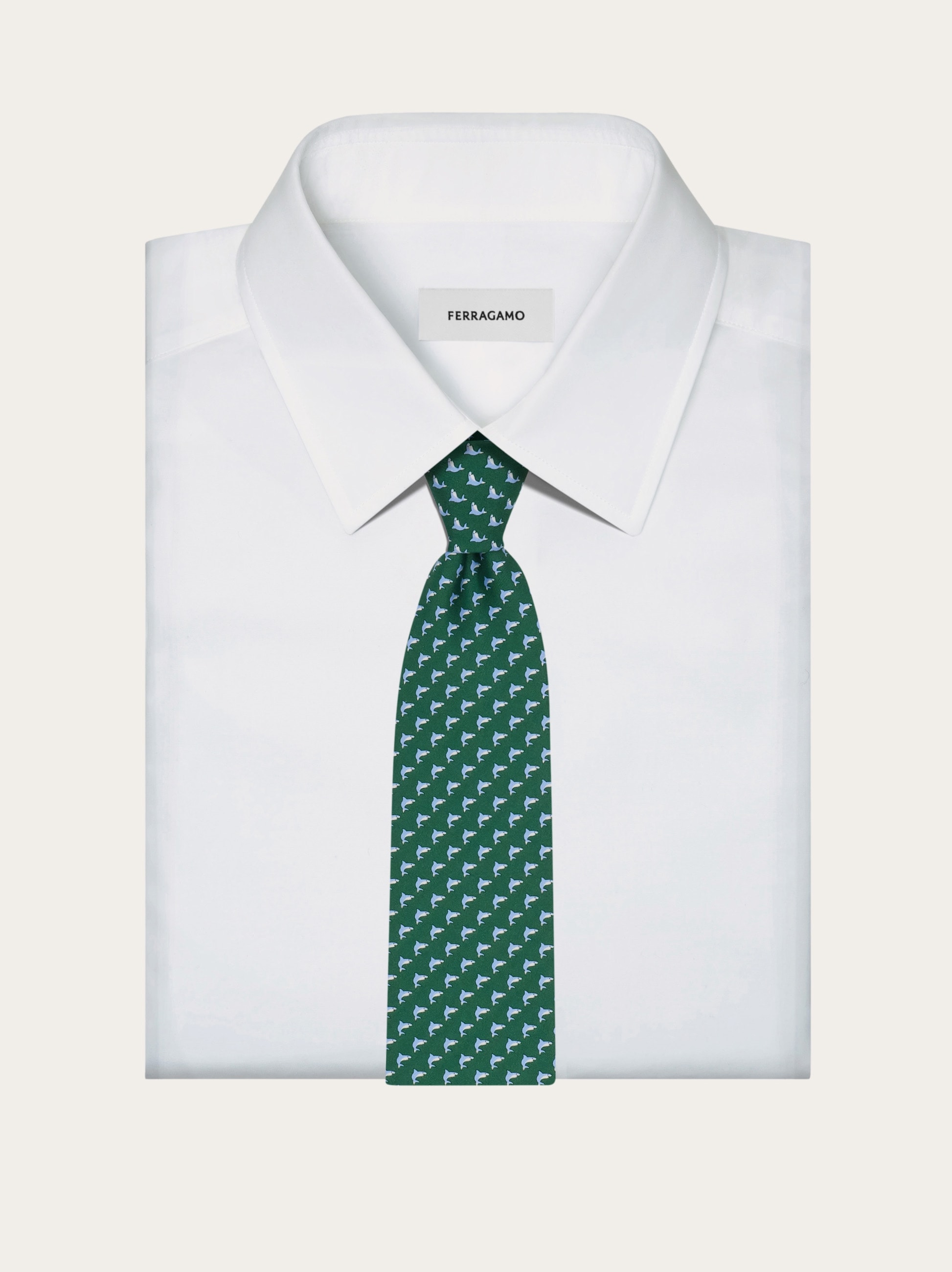 Shark print silk tie - Men | Ferragamo