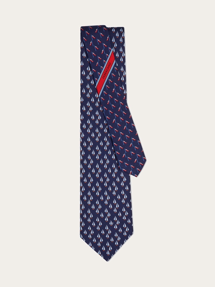 Nautical print silk tie Gallery image 3