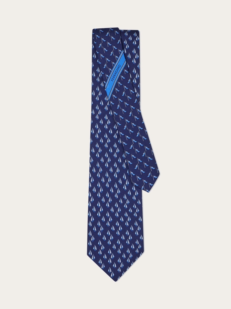 Nautical print silk tie Gallery image 3