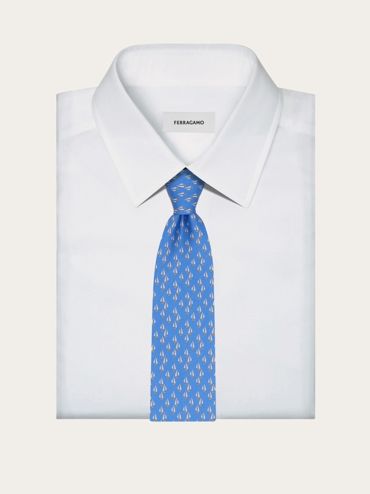 Nautical print silk tie Gallery image 4