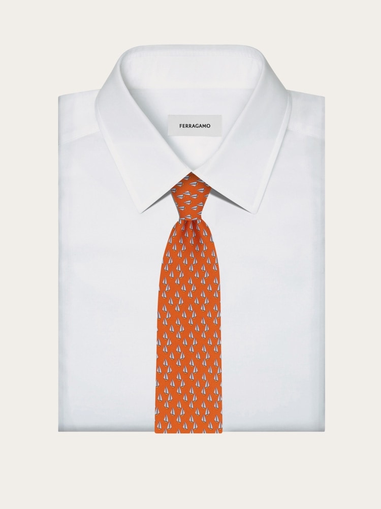 Nautical print silk tie Gallery image 4